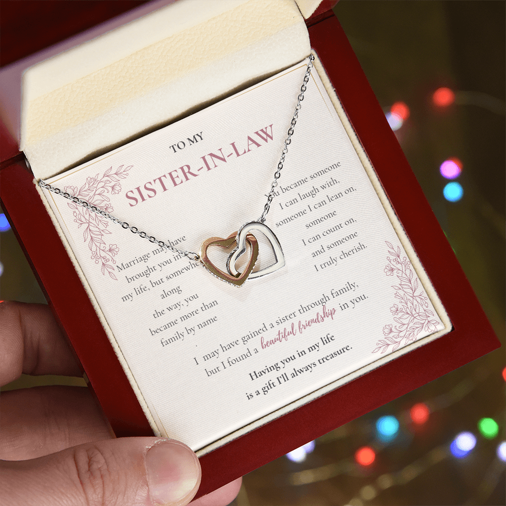 Sister-in-Law Necklace Gift - Interlocking Hearts