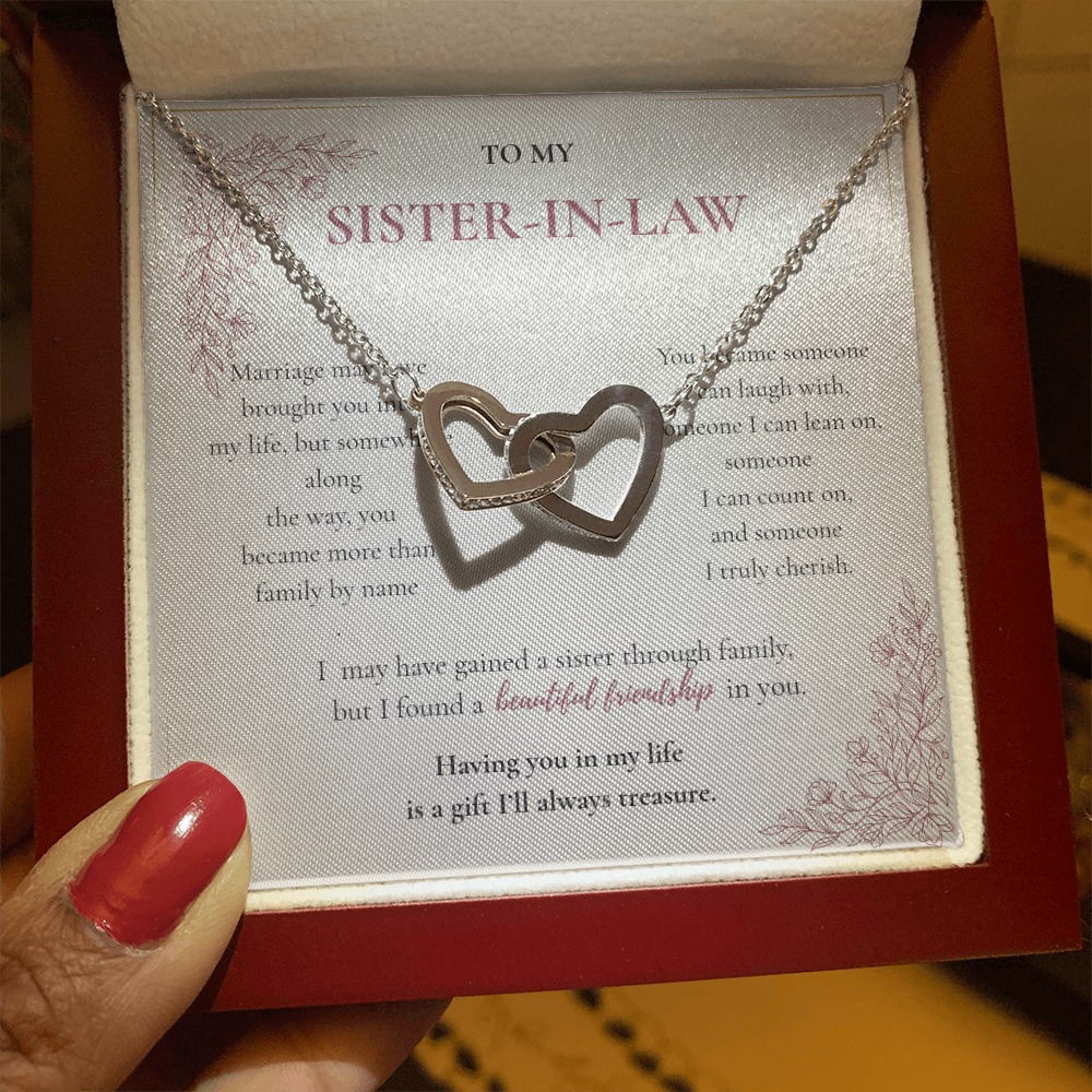 Sister-in-Law Necklace Gift - Interlocking Hearts
