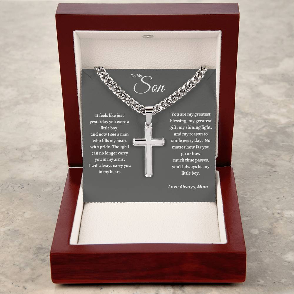 Cuban Chain & Cross Necklace :Son Gift