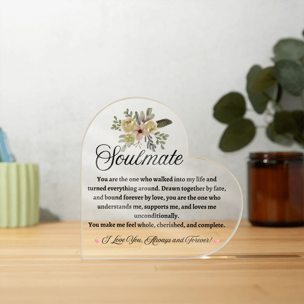 Soulmate Acrylic Heart Plaque | Personalized Valentine's Day /Anniversary Gift