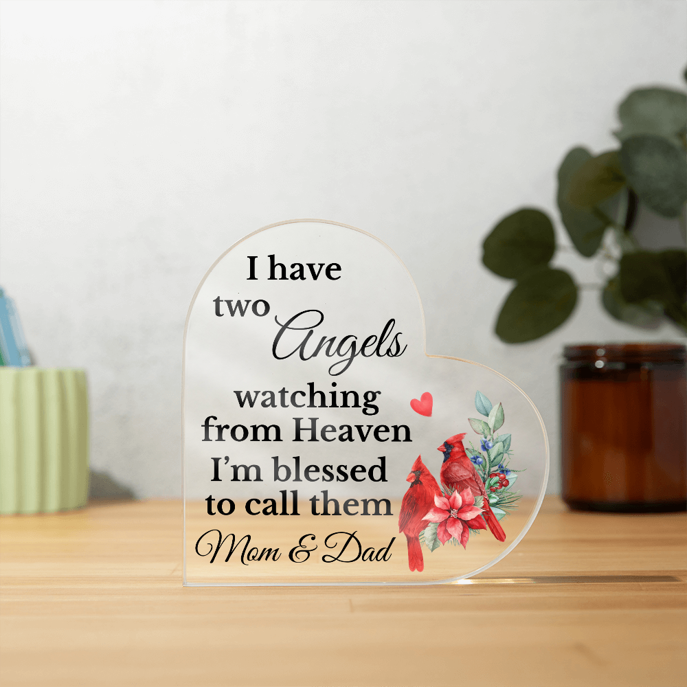 Two Angels in Heaven Heart Plaque – Sentimental Gift for Loss of Parents