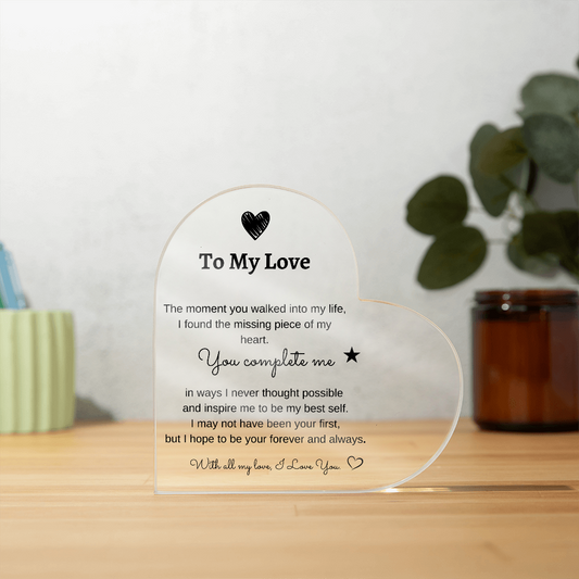 Acrylic Heart Plaque ~ Personalized Love Gift