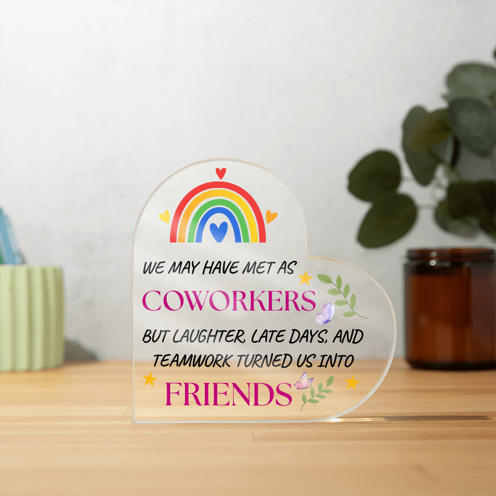 Friendship Heart Acrylic Plaque – Perfect Gift for Coworkers or Teammates