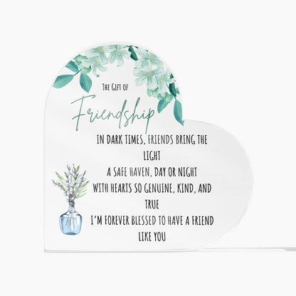 Friendship Acrylic Heart Plaque