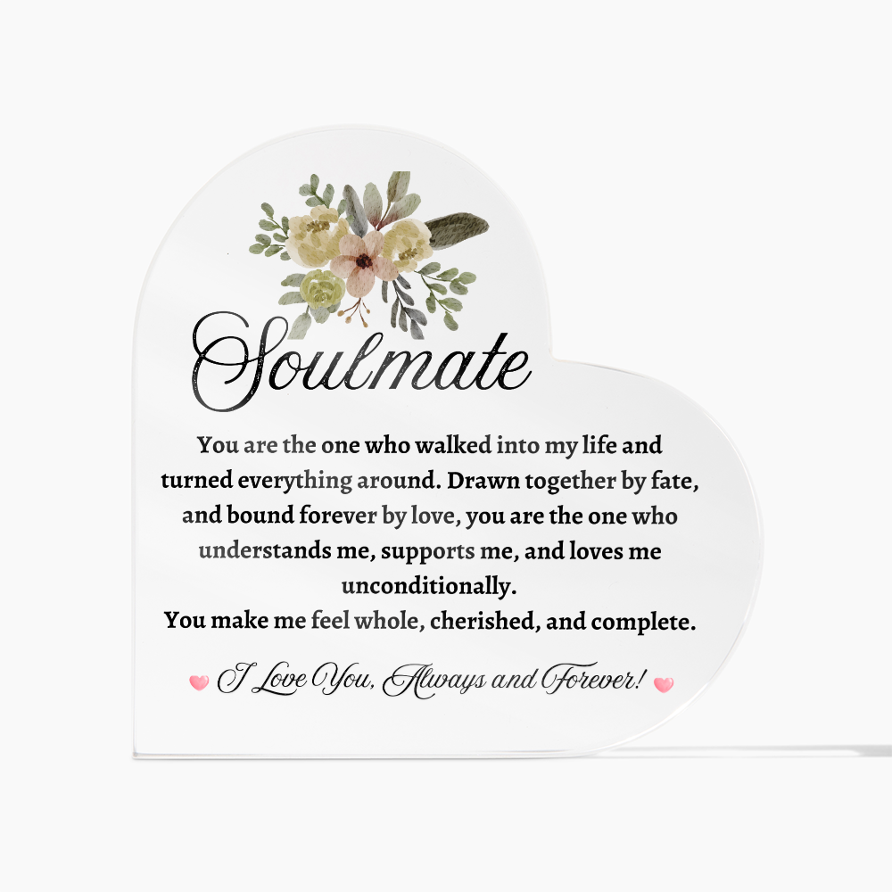 Soulmate Acrylic Heart Plaque | Personalized Valentine's Day /Anniversary Gift