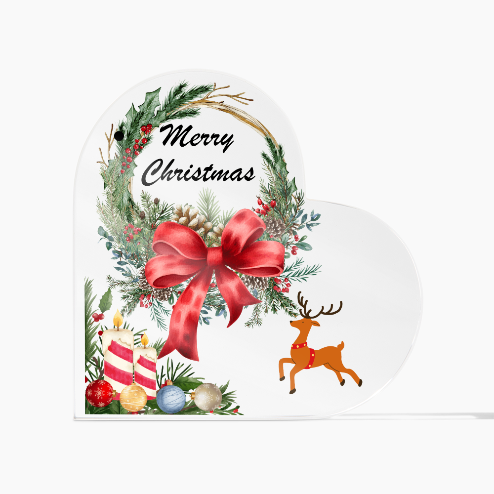 Heart-Shaped Acrylic Christmas Plaque – Elegant Seasonal Home Décor