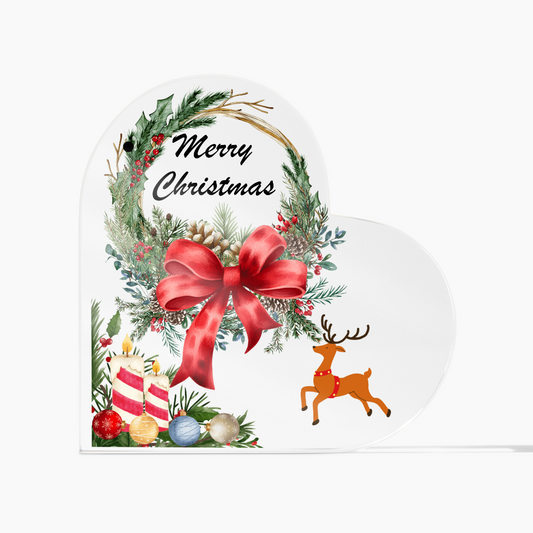 Heart-Shaped Acrylic Christmas Plaque – Elegant Seasonal Home Décor