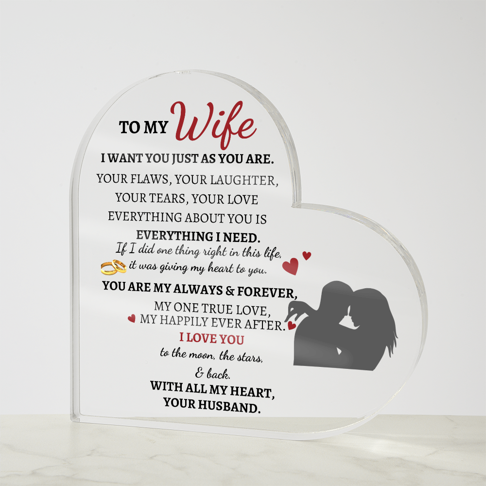 Acrylic Heart Plaque For Wife-Symbol of Love and Devotion Gift