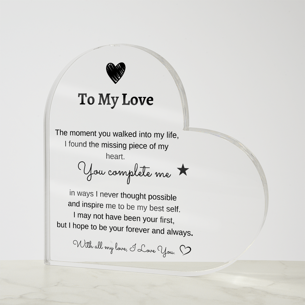 Acrylic Heart Plaque ~ Personalized Love Gift