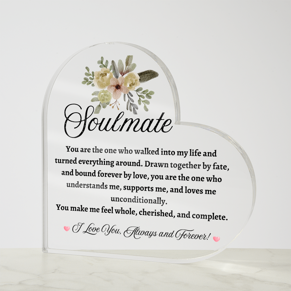 Soulmate Acrylic Heart Plaque | Personalized Valentine's Day /Anniversary Gift