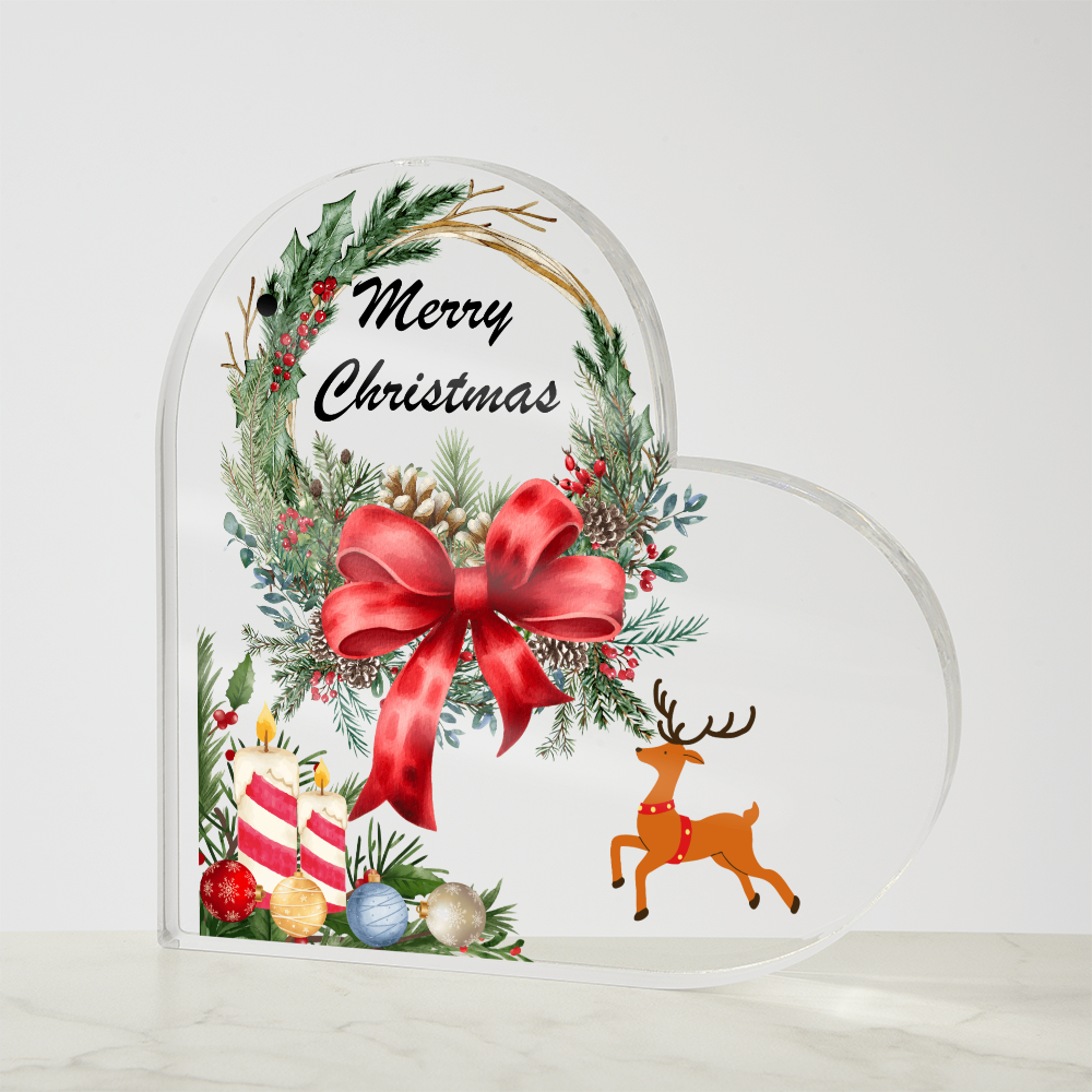 Heart-Shaped Acrylic Christmas Plaque – Elegant Seasonal Home Décor