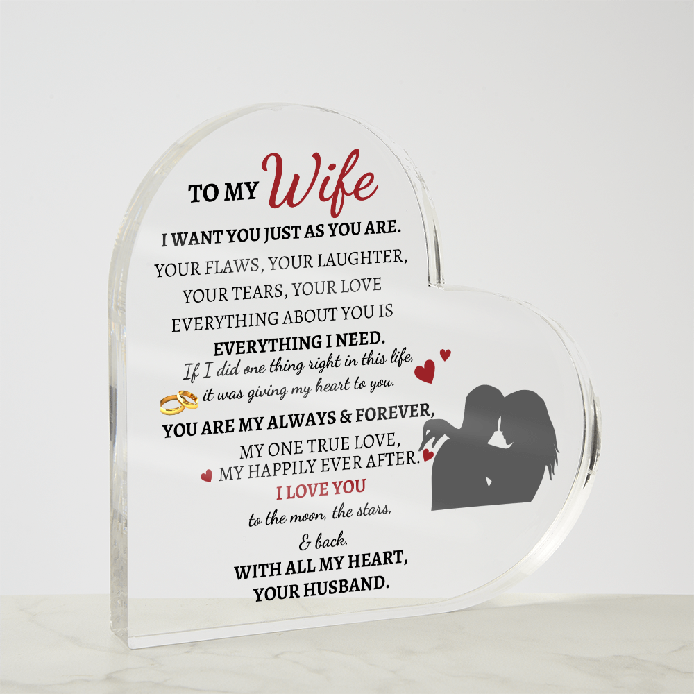 Acrylic Heart Plaque For Wife-Symbol of Love and Devotion Gift