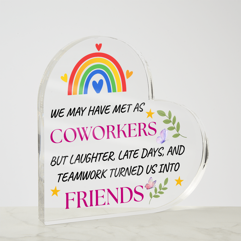 Friendship Heart Acrylic Plaque – Perfect Gift for Coworkers or Teammates
