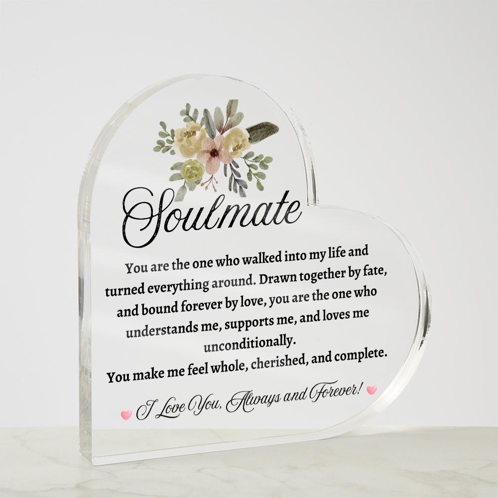 Soulmate Acrylic Heart Plaque | Personalized Valentine's Day /Anniversary Gift