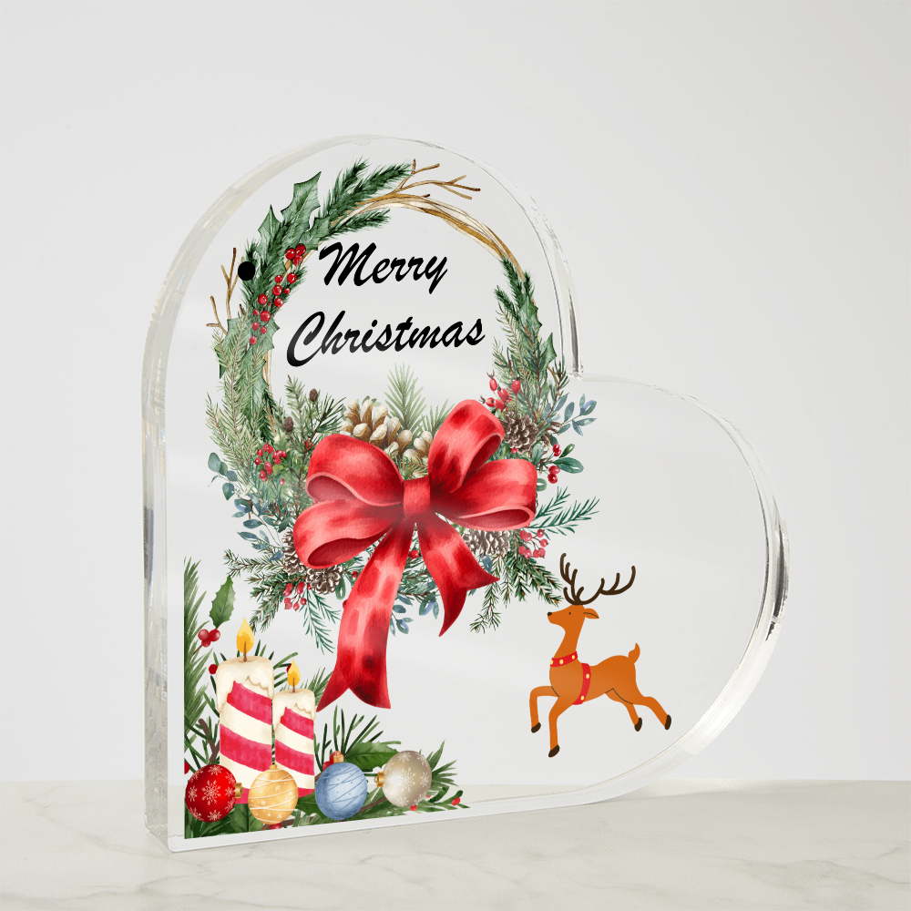 Heart-Shaped Acrylic Christmas Plaque – Elegant Seasonal Home Décor