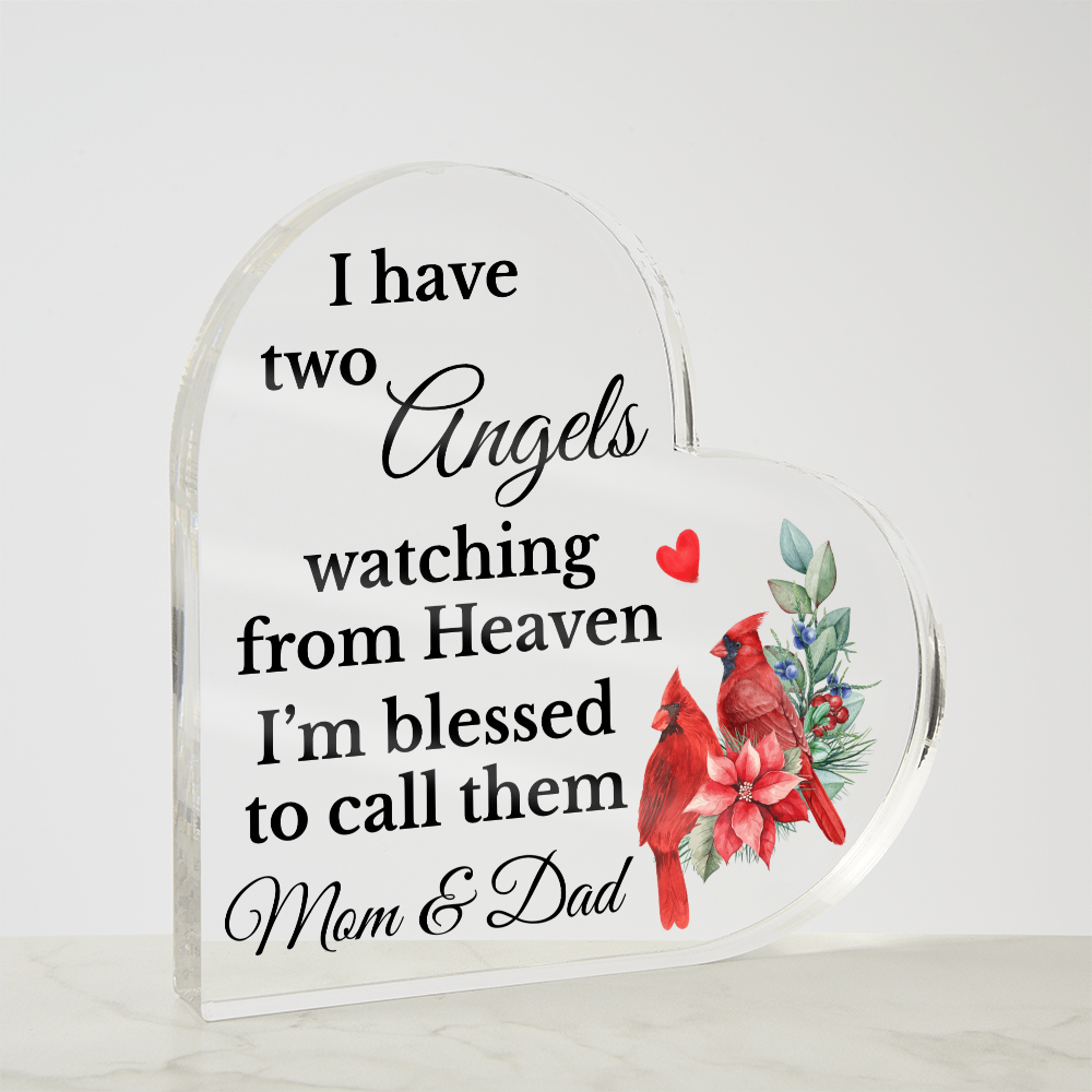 Two Angels in Heaven Heart Plaque – Sentimental Gift for Loss of Parents