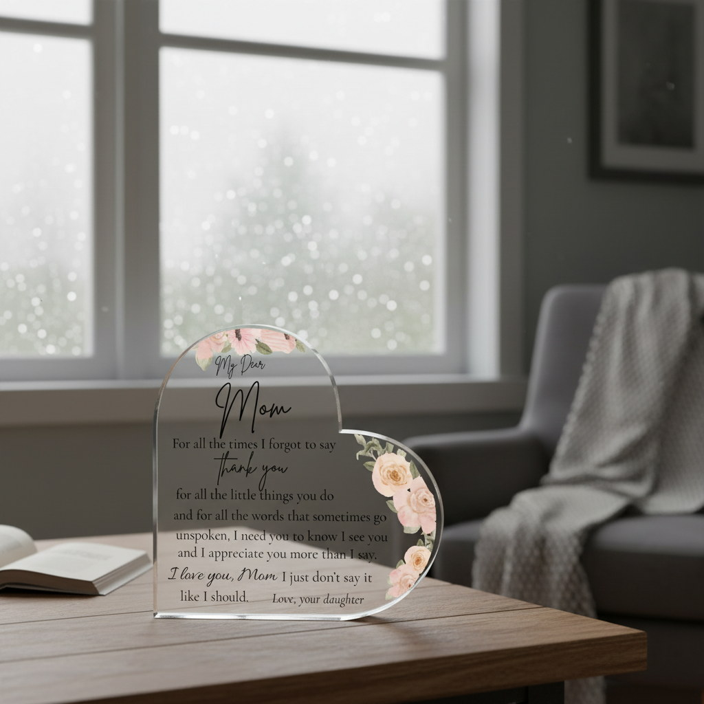 My Dear Mom Heart Acrylic Block – A Keepsake She'll Treasure Always