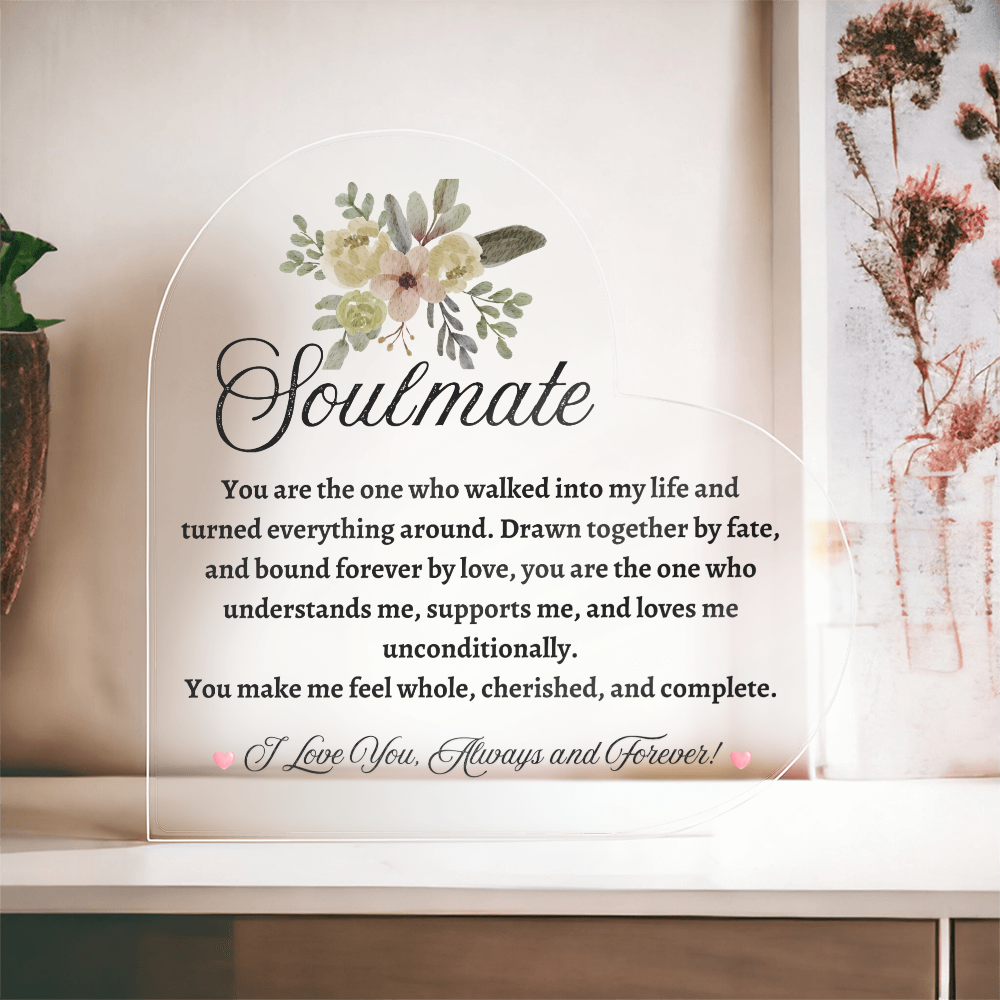 Soulmate Acrylic Heart Plaque | Personalized Valentine's Day /Anniversary Gift