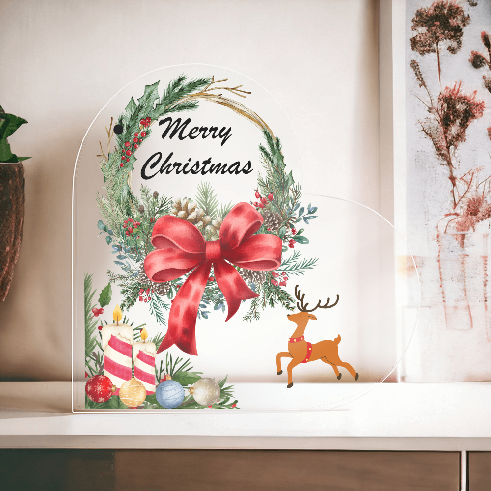 Heart-Shaped Acrylic Christmas Plaque – Elegant Seasonal Home Décor