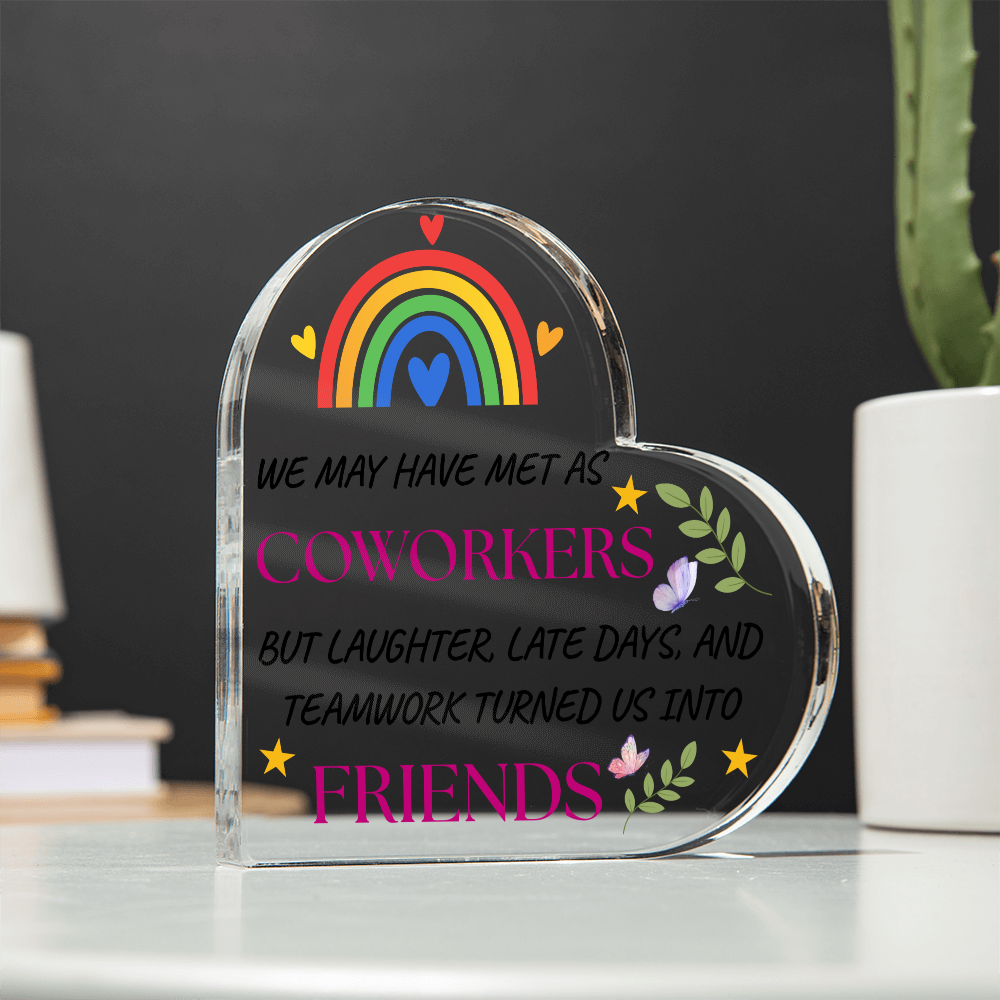 Friendship Heart Acrylic Plaque – Perfect Gift for Coworkers or Teammates