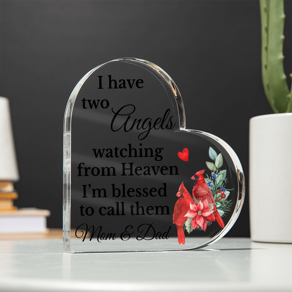Two Angels in Heaven Heart Plaque – Sentimental Gift for Loss of Parents