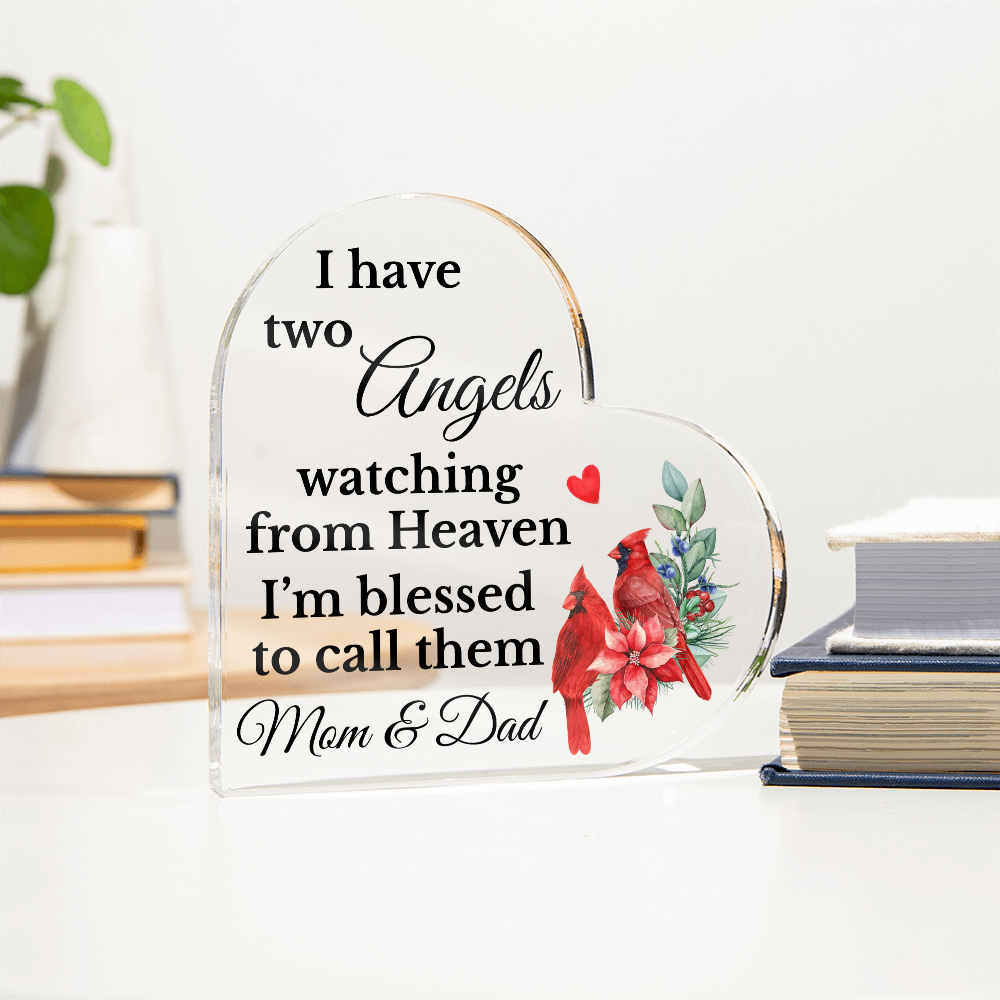 Two Angels in Heaven Heart Plaque – Sentimental Gift for Loss of Parents