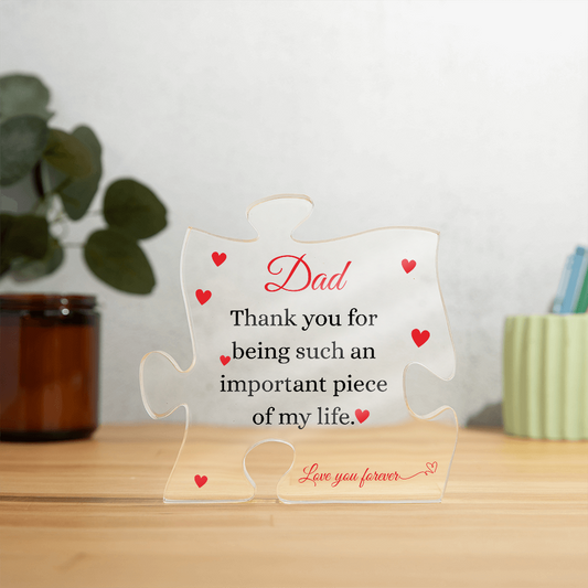 Heartfelt Puzzle Acrylic Plaque for Dad – Modern Keepsake Gift