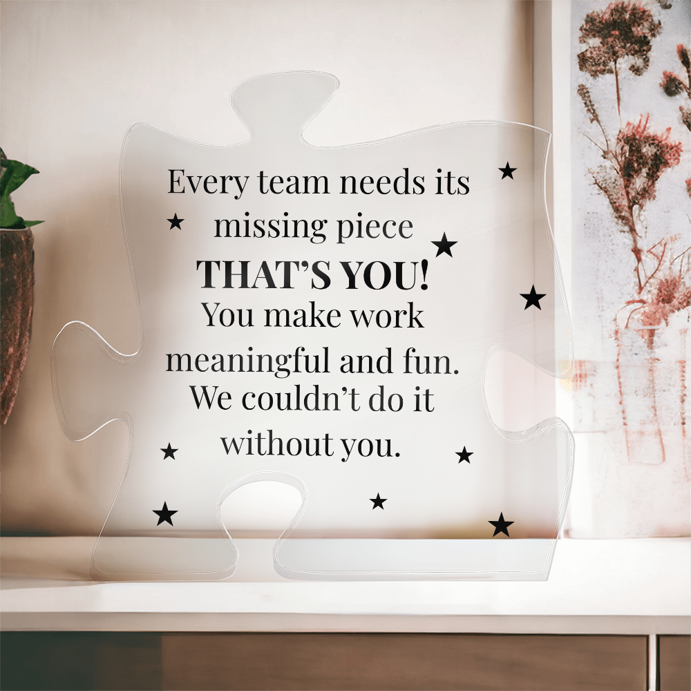 Printed Puzzle Acrylic Plaque – Motivational Gift for Coworkers or Boss