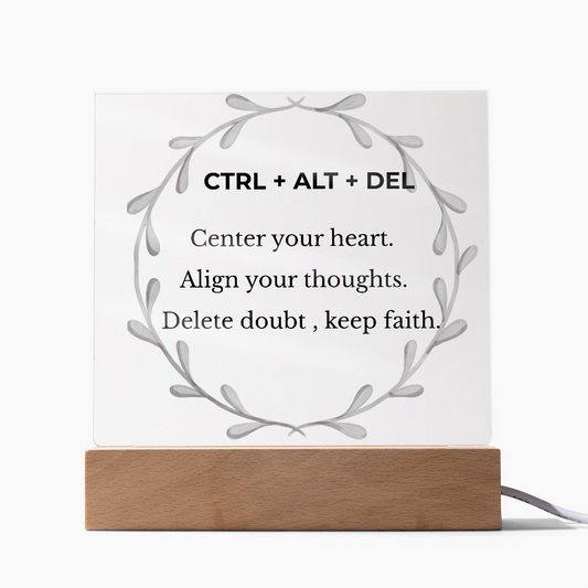 CTRL + ALT + DEL Printed Acrylic Plaque – Motivational Desk Décor