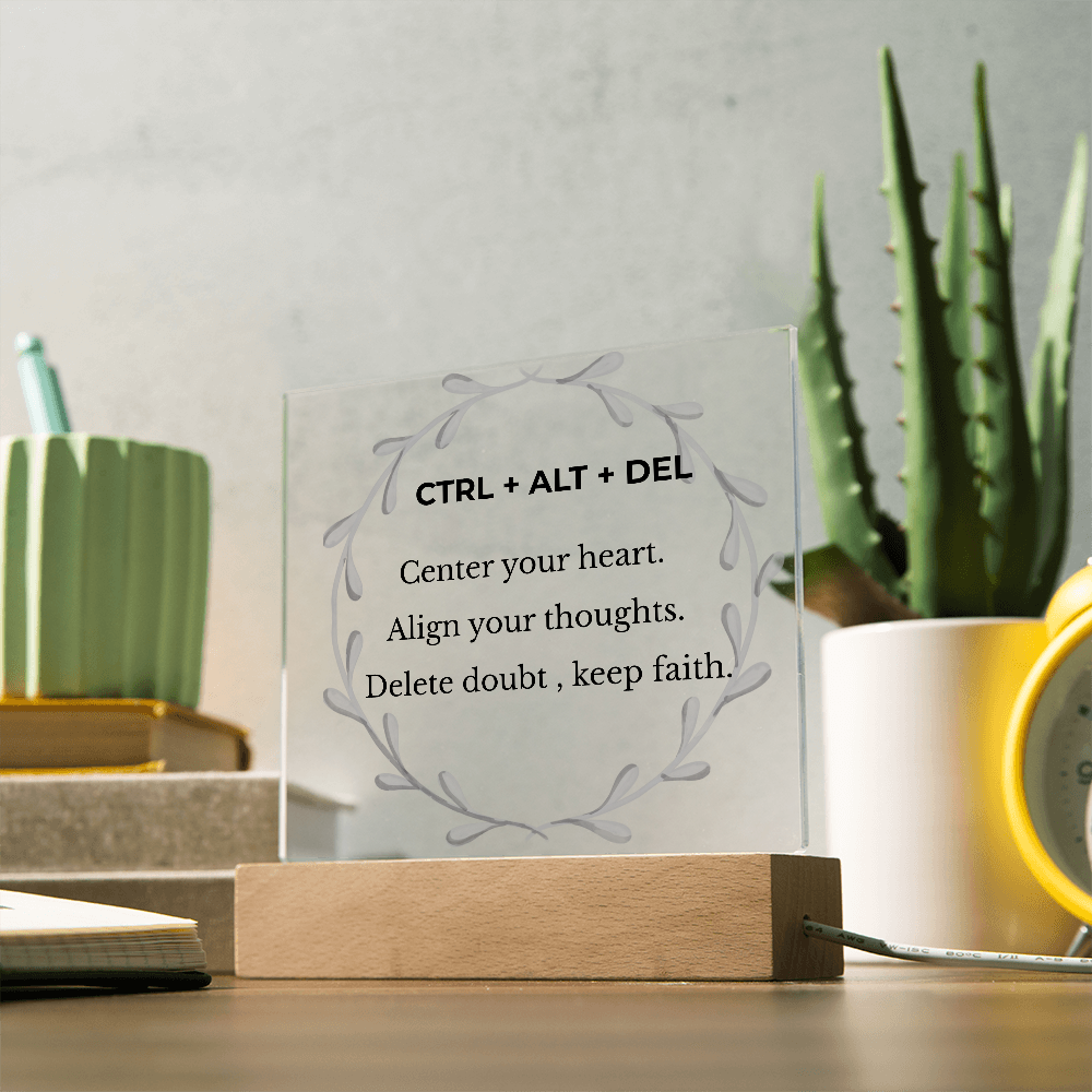 CTRL + ALT + DEL Printed Acrylic Plaque – Motivational Desk Décor