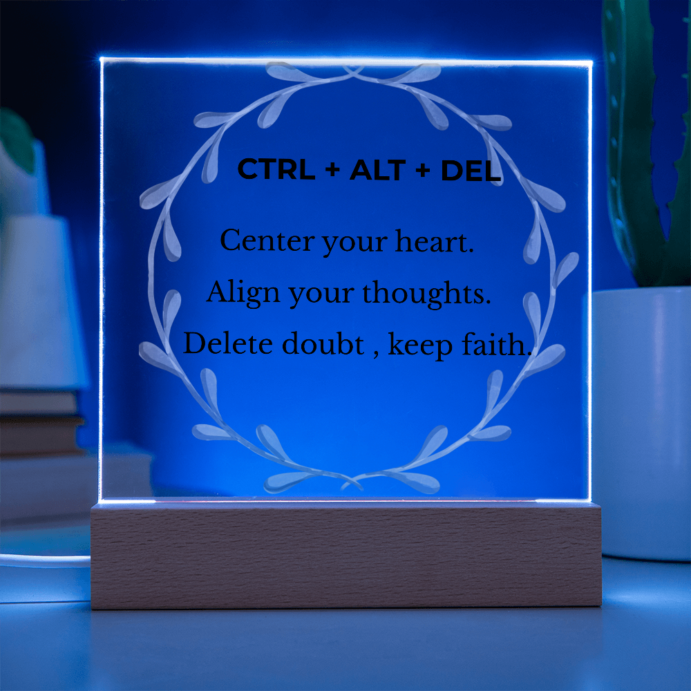 CTRL + ALT + DEL Printed Acrylic Plaque – Motivational Desk Décor