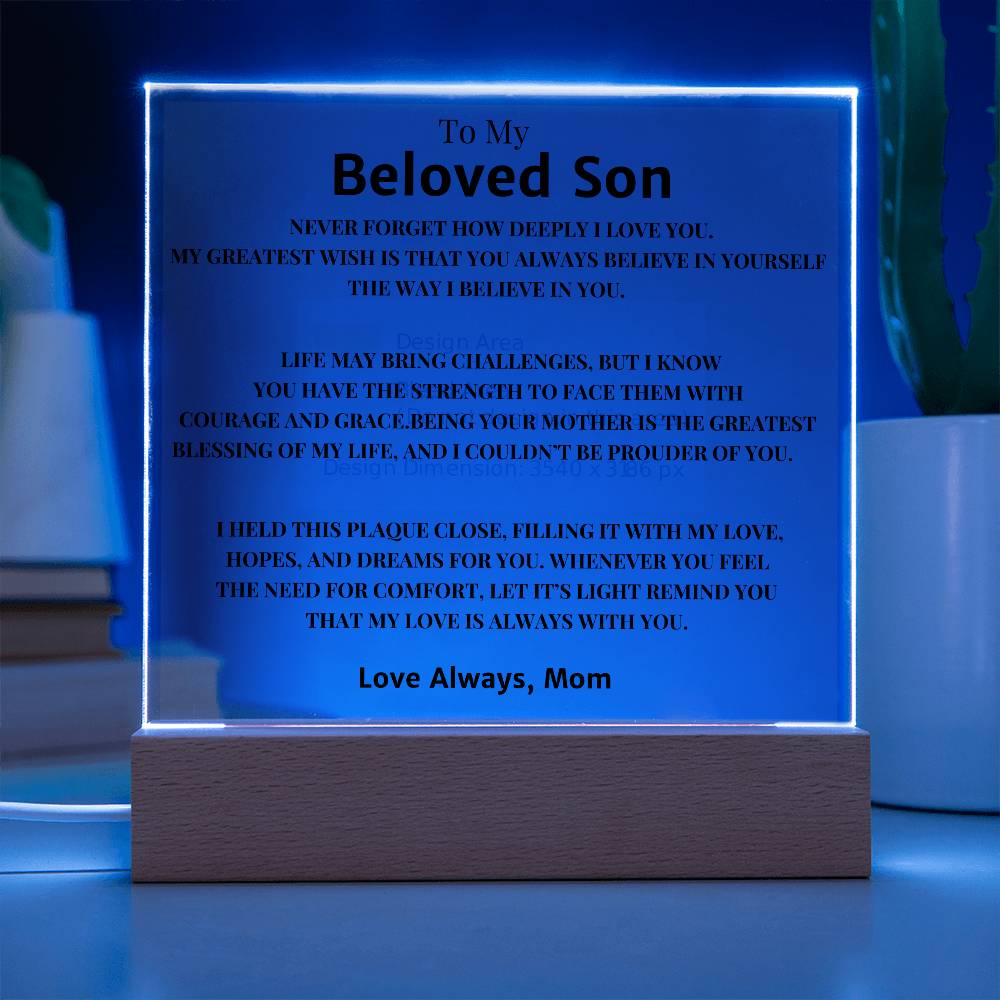 To My Son Gift - Personalized Acrylic Plaque for Special Moments