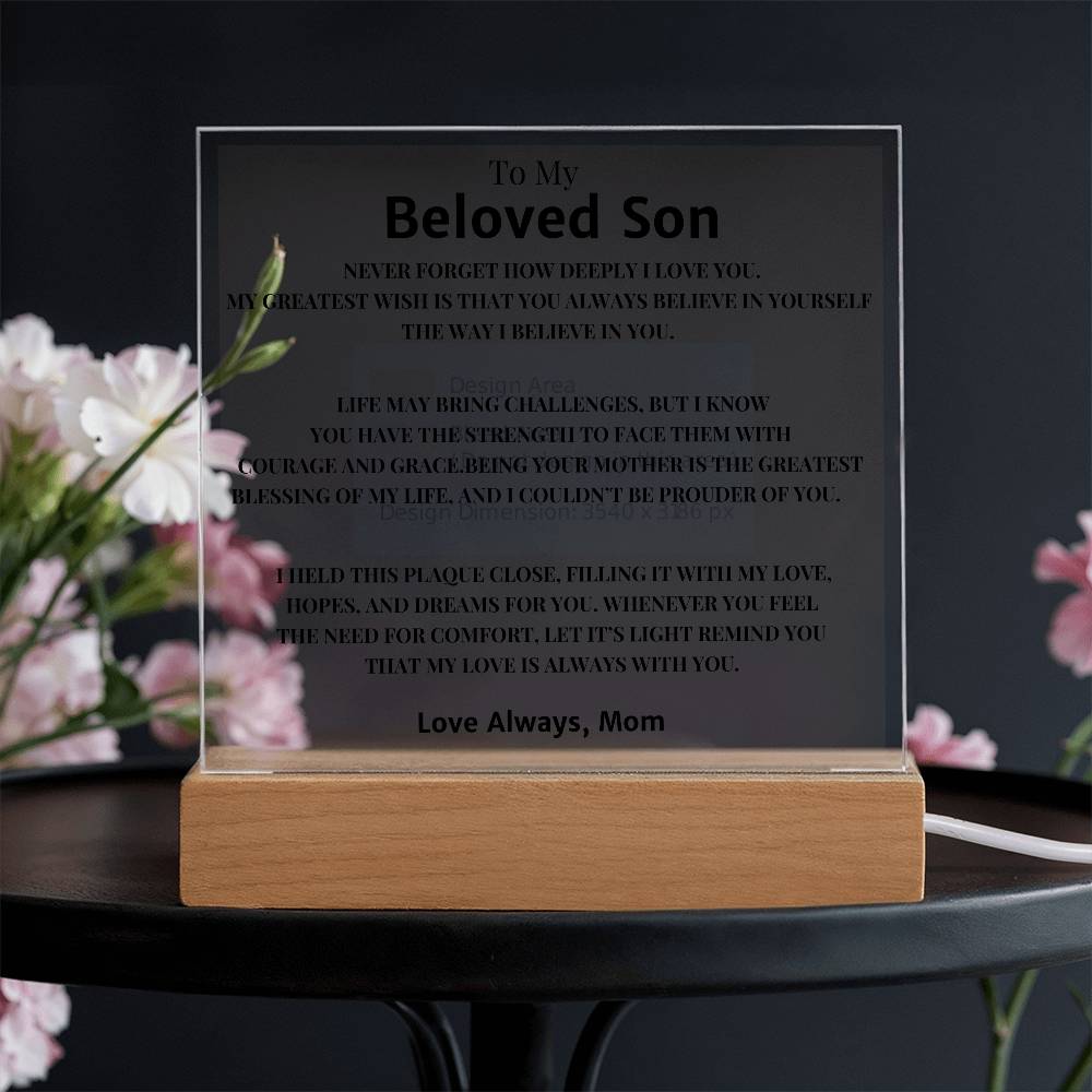 To My Son Gift - Personalized Acrylic Plaque for Special Moments