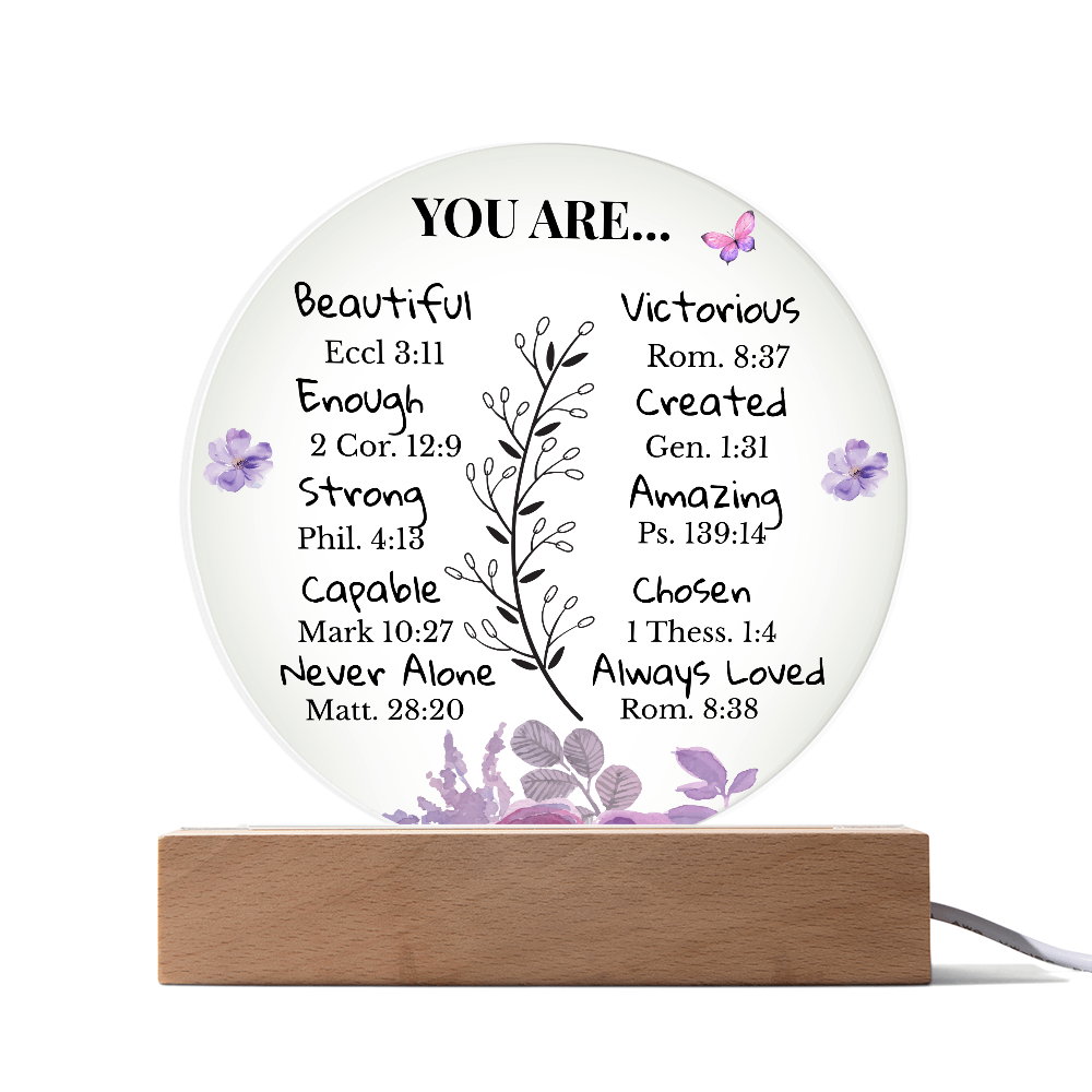 Inspirational Circle Acrylic Plaque with LED Light Base