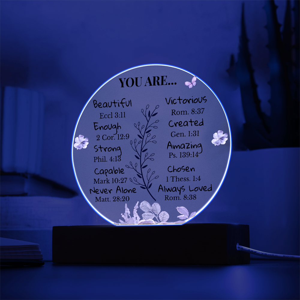 Inspirational Circle Acrylic Plaque with LED Light Base