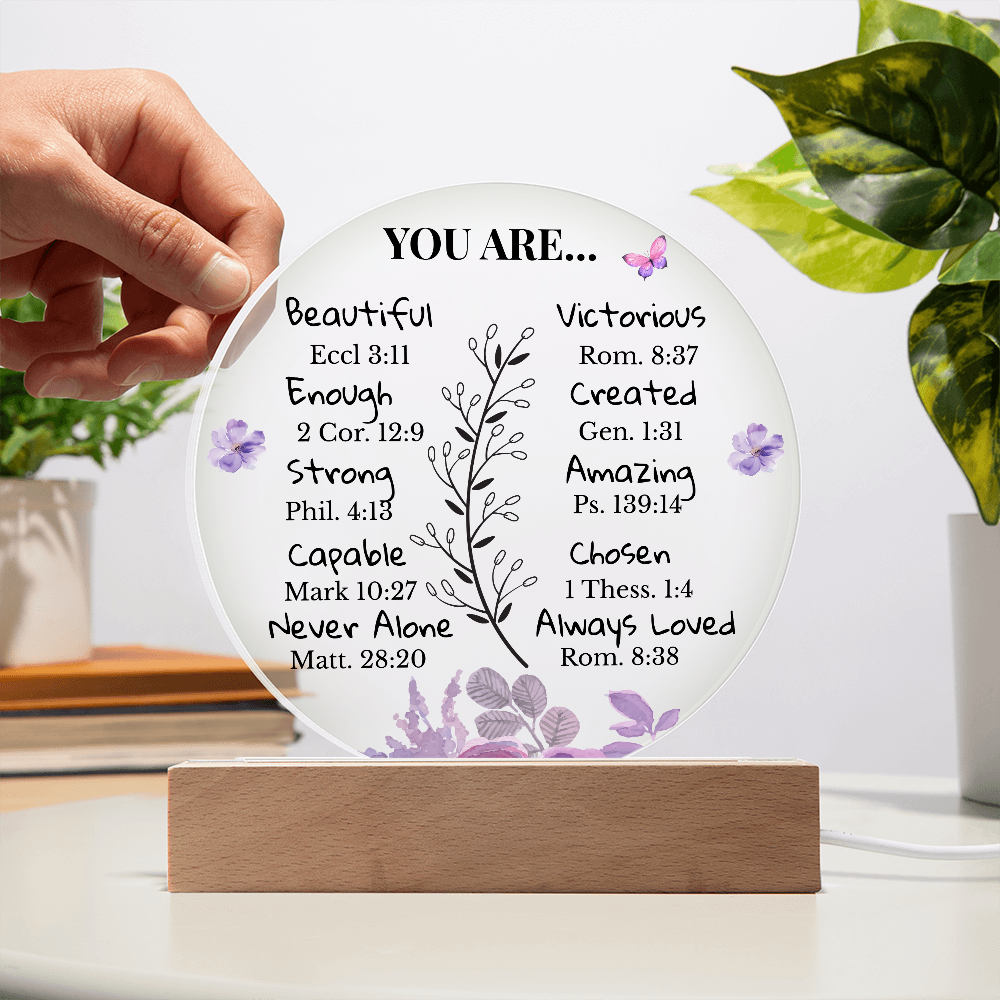 Inspirational Circle Acrylic Plaque with LED Light Base