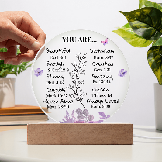 Inspirational Circle Acrylic Plaque with LED Light Base