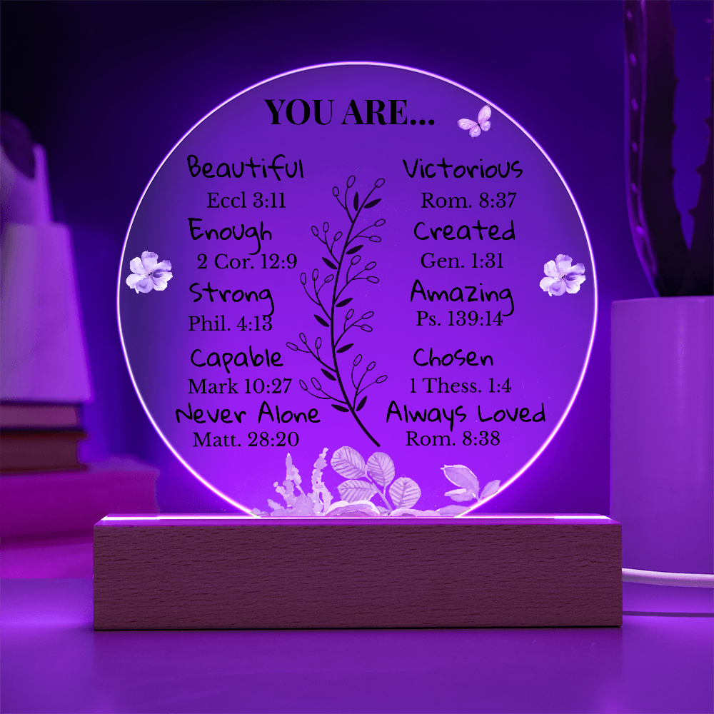 Inspirational Circle Acrylic Plaque with LED Light Base
