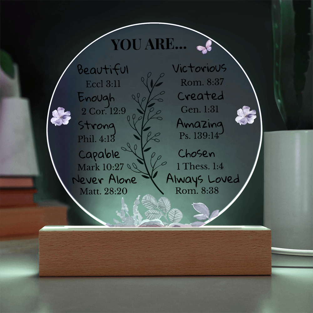 Inspirational Circle Acrylic Plaque with LED Light Base