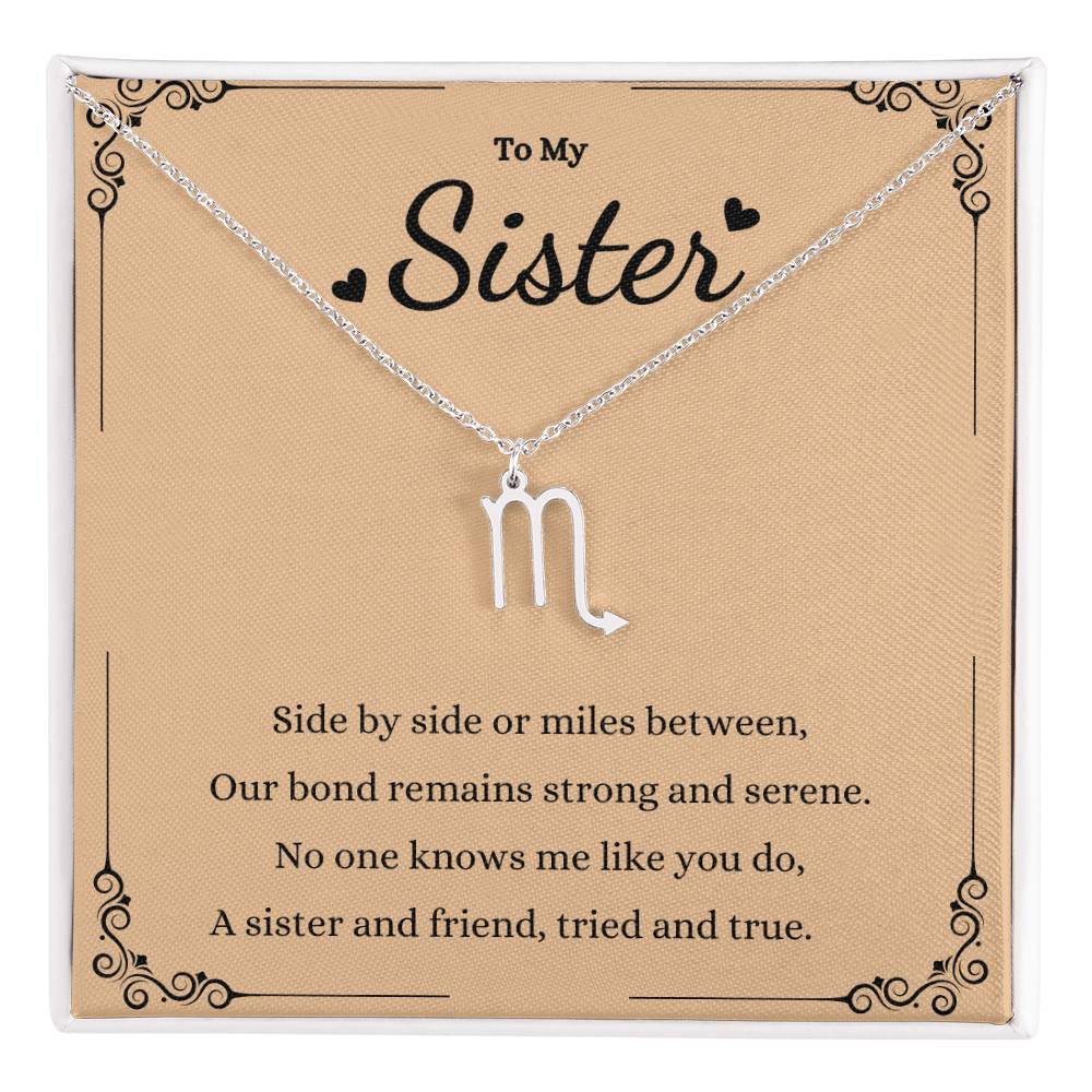 Zodiac Name Necklace for Sisters - Personalized Gift Idea -