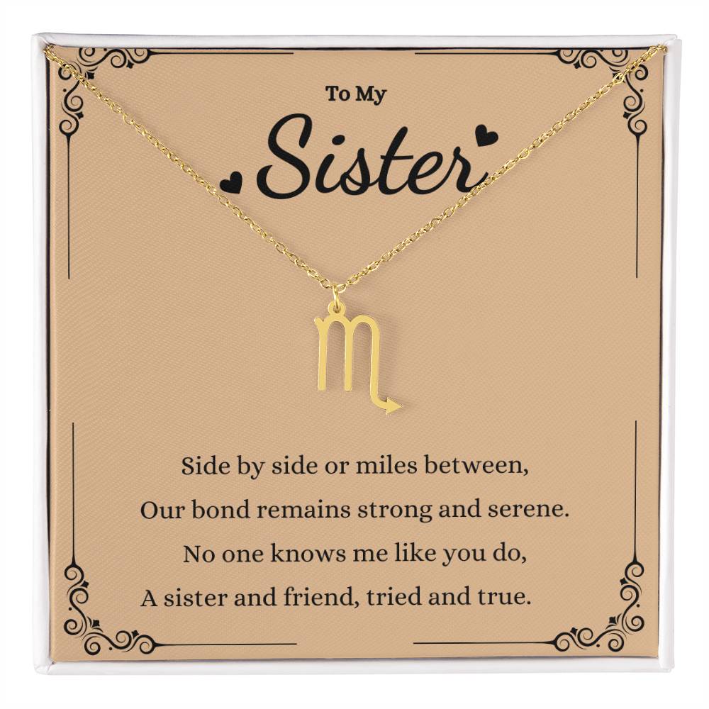 Zodiac Name Necklace for Sisters - Personalized Gift Idea -