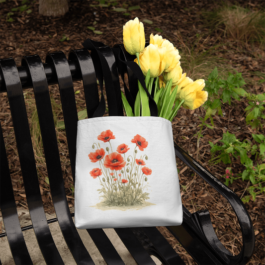 Red Poppies Classic Tote Bag - Double-Sided Printed Design