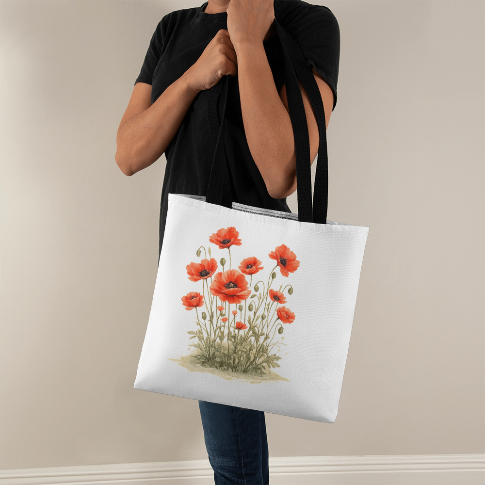 Red Poppies Classic Tote Bag - Double-Sided Printed Design