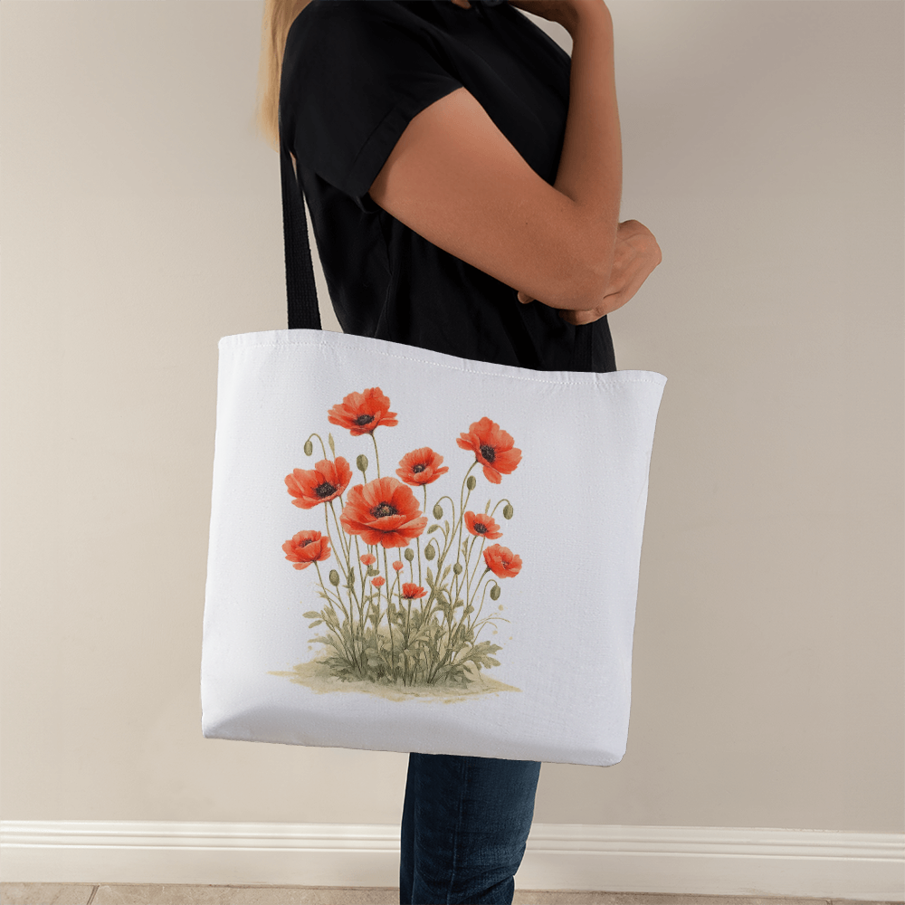 Red Poppies Classic Tote Bag - Double-Sided Printed Design
