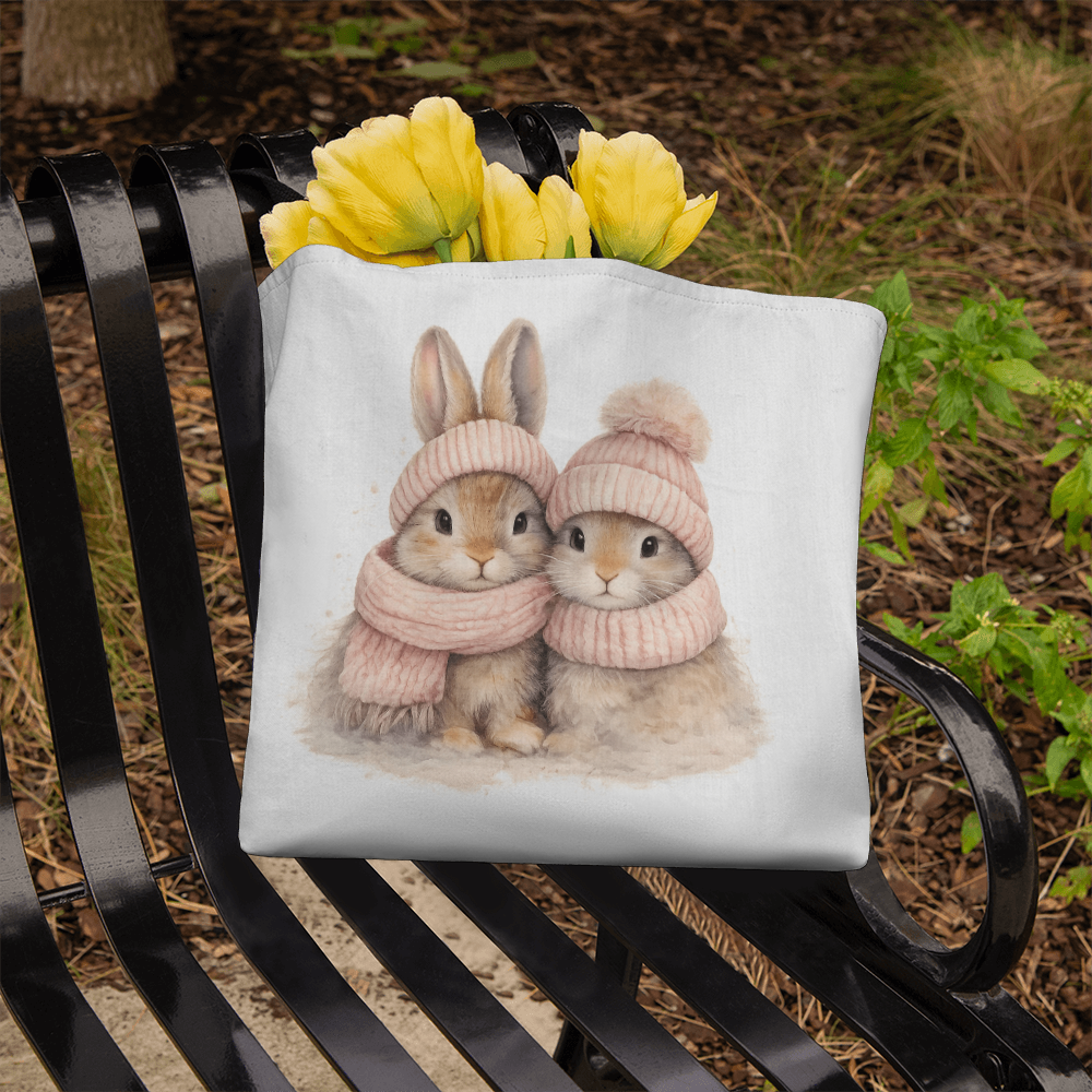 Two Bunnies Classic Tote Bag - Double-Sided Printed Design