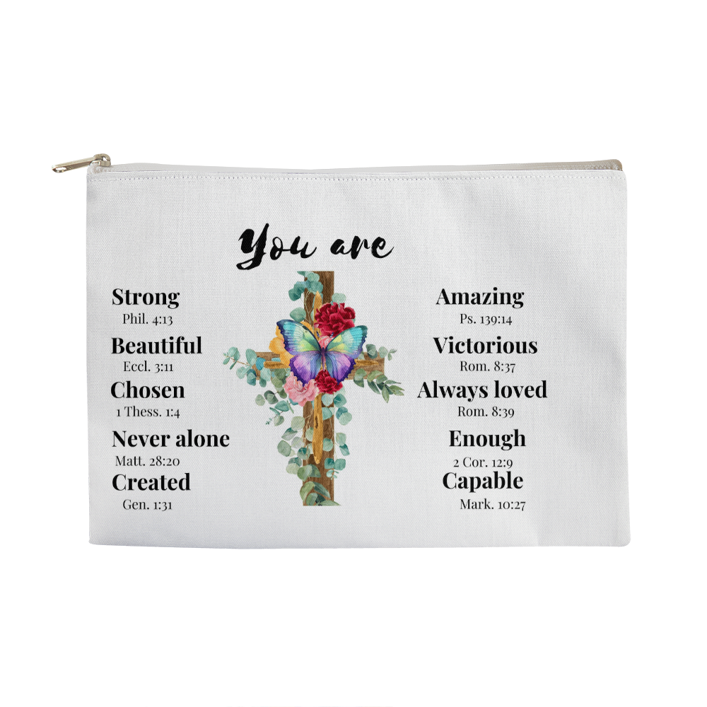 You Are Inspirational Large Zippered Pouch - Double-Sided Print