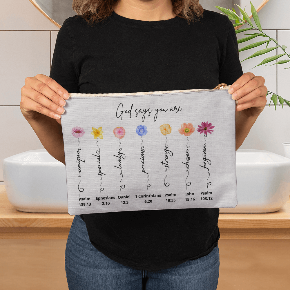 God Says You Are Large Zippered Pouch - Faith-Based Gift