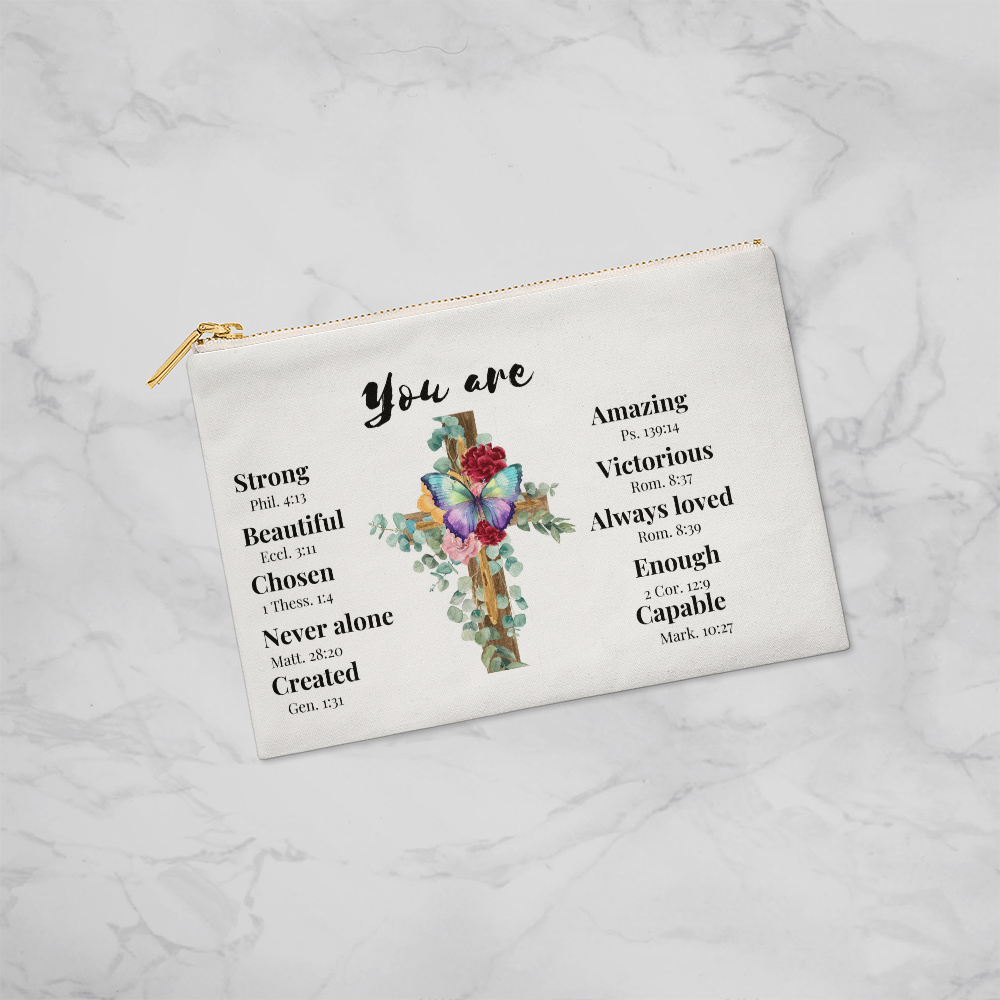 You Are Inspirational Large Zippered Pouch - Double-Sided Print
