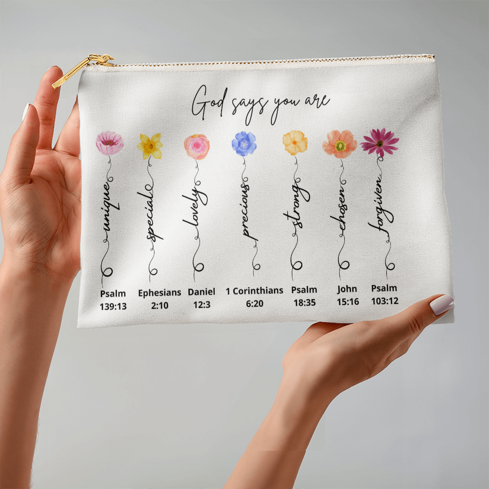 God Says You Are Large Zippered Pouch - Faith-Based Gift