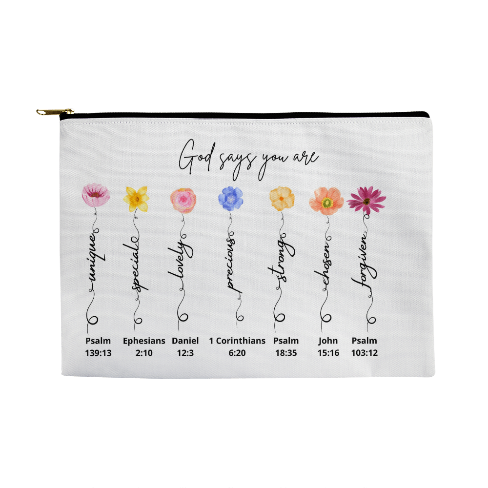 God Says You Are Large Zippered Pouch - Faith-Based Gift